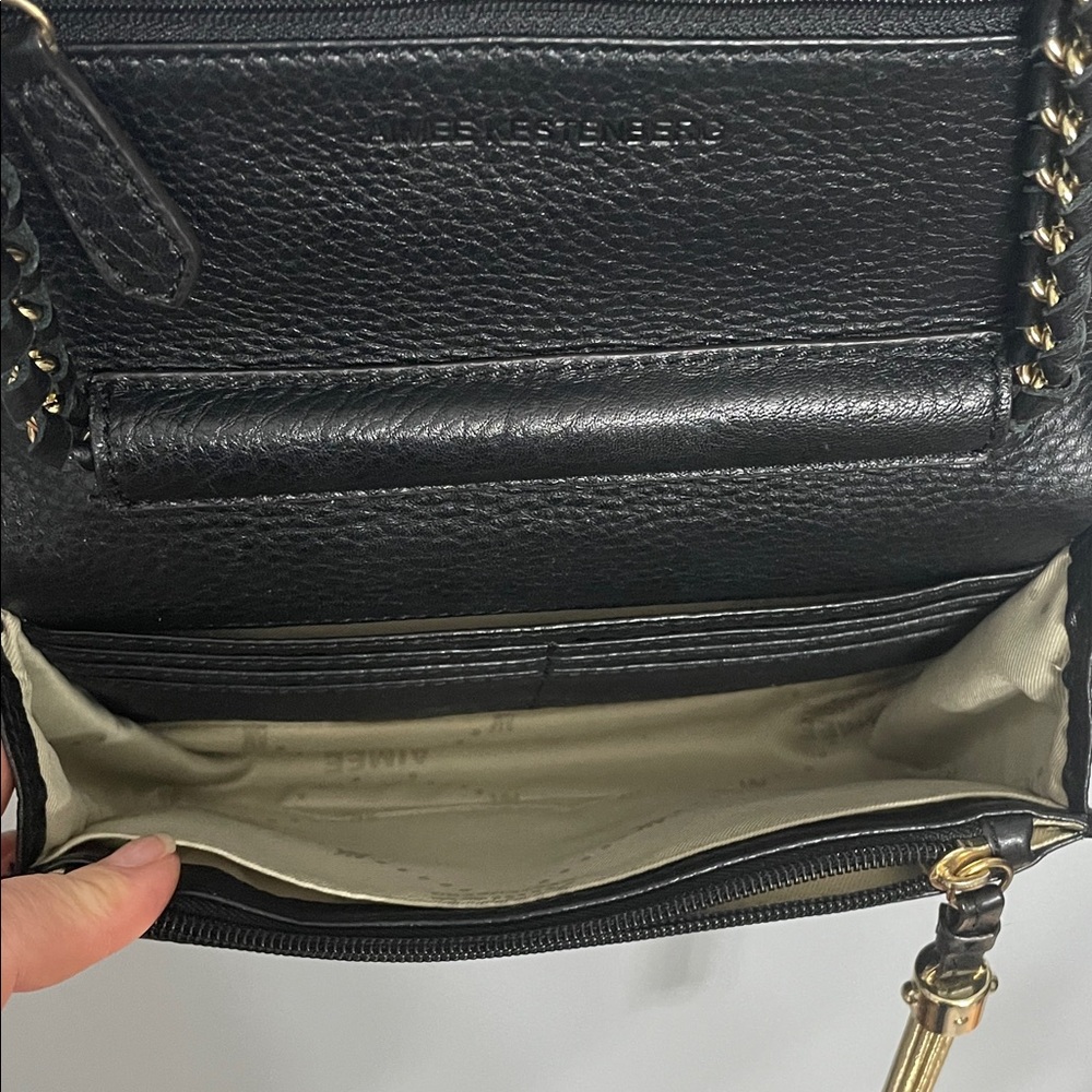 Aimee Kestenberg Black Leather Crossbody Bag with Gold Tassel - Picture 3 of 10